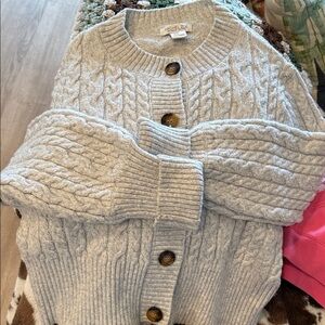 Rachel Zoe Light Gray Cable Knit Cardigan